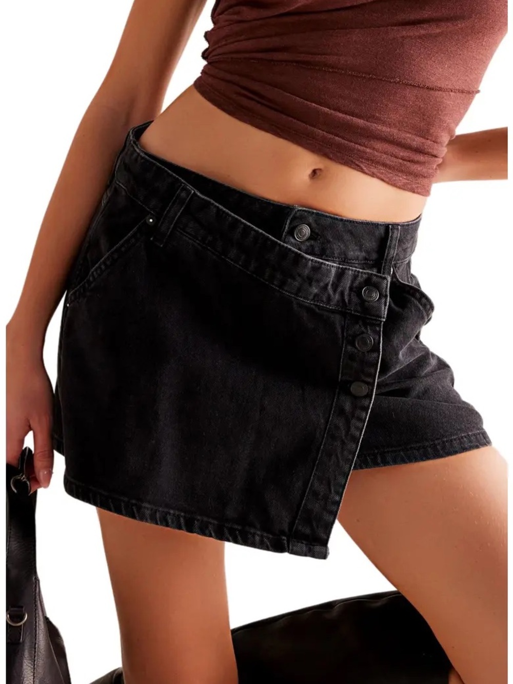 Free People Wynne Wrap Denim Miniskirt